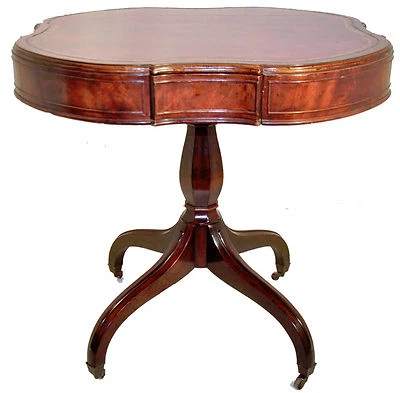 English Regency Style Mahogany Card Game Table, Leather Inset, Gold Tooling - Image 1 of 4