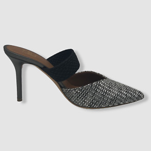 $595 Malone Souliers Womens Gray Maisie Bicolor Mule Heels Shoes Size EU 37/US 7