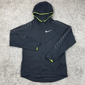 Nike Running Jacket Kids Medium Impossibly Light Black Volt Hooded Full Zip GUC - Picture 1 of 9
