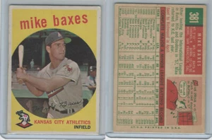 1959 Topps Baseball, #381 Mike Baxes, Kansas City Athletics - Bild 1 von 1