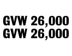 SET OF 2 GVW 26,000 POUNDS VINYL DECALS 2.5" X 14" / USDOT GROSS VEHICLE - Picture 1 of 1