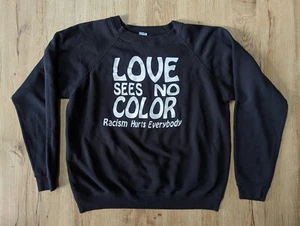 Felpa girocollo antirazzista vintage anni 80 LOVE SEE NO COLOR - Foto 1 di 5
