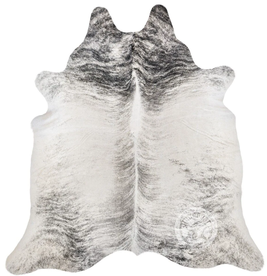 Alfombra de cuero de vaca brasileña real a rayas grises - talla 6 x 6-7' Foto 1 de 4