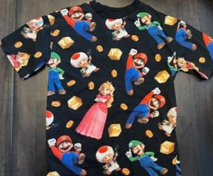 H&M Super Mario Characters Black Short Sleeve Shirt Size 6x/7 Luigi, Daisy, Toad - Picture 1 of 5