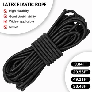 1/8" Black Shock Cord Marine Grade Bungee Heavy Duty Polyester Bungie String - Picture 1 of 15