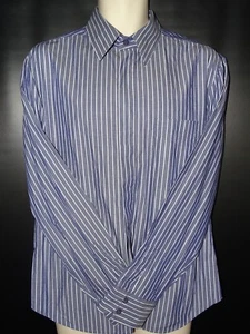 Mens Casual French Connection Blue striped Long sleeve shirt Size L  - Picture 1 of 3