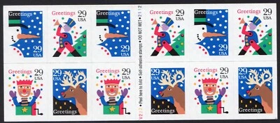 Scott #2802a Christmas Greetings (Snowman) Booklet of 12 Stamps MNH P#V2222221 - Image 1 of 2