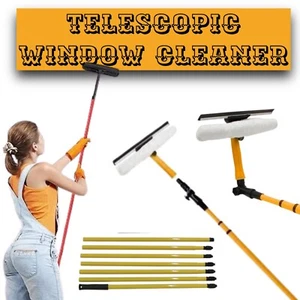 Large Telescopic Window Cleaner Extendable Cleaning Brush Wash Head Squeegee UK - Bild 1 von 5