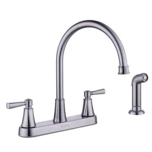 Glacier Bay Faucet 11.44" Double Handle Standard w/Side Sprayer Stainless Steel - Picture 1 of 8