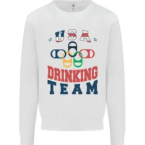 USA Drinking Team Funny Bachelor Party Beer Kids Sweatshirt Jumper - Picture 1 of 12
