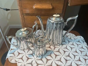 Antique Victorian Philip Ashberry silver plate coffee set, pot sugar bowl jug - Picture 1 of 14