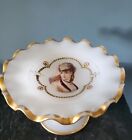 Opaline Blanche Baguier Élégant Napoleon Iii /Decor Femme Élégante Dorures 11 Cm