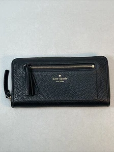 Kate Spade New York Geldbörse Chester Street Neda genarbtes Reißverschluss Leder schwarz gebraucht, in einwandfreiem Zustand - Bild 1 von 10