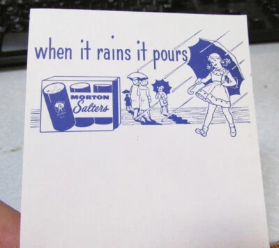 vintage Morton salt stationary note pad page, nice logo on top, 5.25 x 3.25 inch - Image 1 of 2