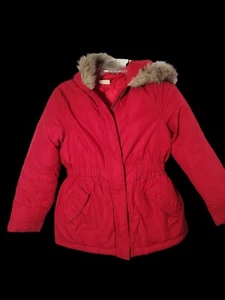 Crazy 8 Red Winter Puffer Jacket Coat Parka With Faux Fur Hoodie - Picture 1 of 6