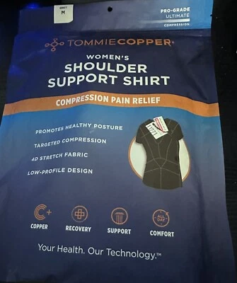Camisa Tommie Copper Para Mujer Mediana Manga Corta Hombro Dolor de Espalda - Gris - NUEVA Foto 1 de 2