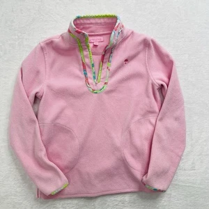 Lilly Pulitzer Girls Fleece Pullover Quarter Zip Pink Kids Size 12 - Picture 1 of 6