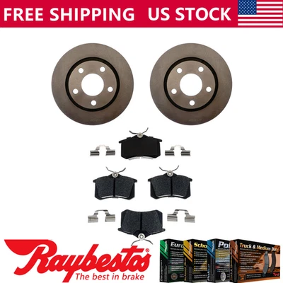 Rotores de freio traseiros + pastilhas de freio metálicas e ferragens para 2001-2003 Audi A8 Quattro - Imagem 1 de 4