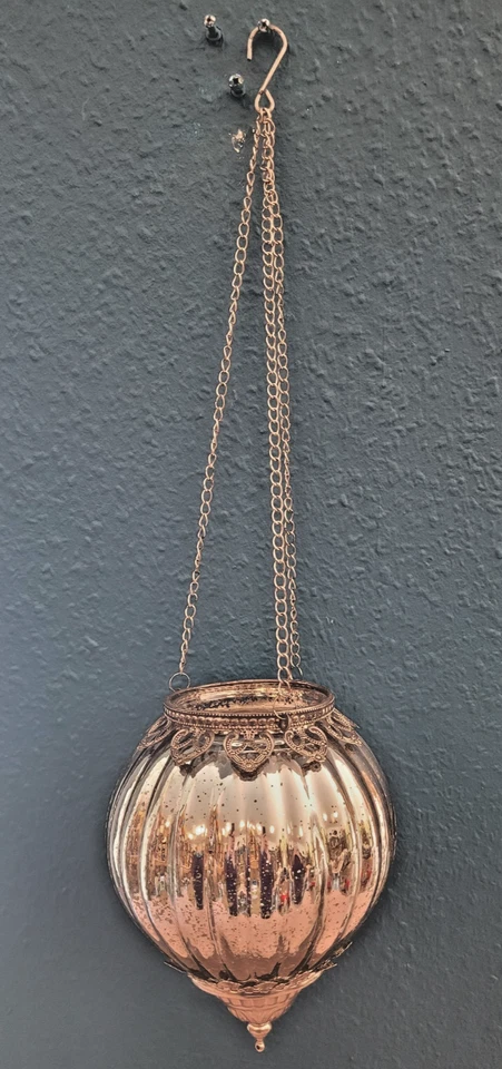 Windlicht Marokko Deko zum Hängen aus Glas Metall silber 16x11 cm orientalisch - Bild 1 von 4