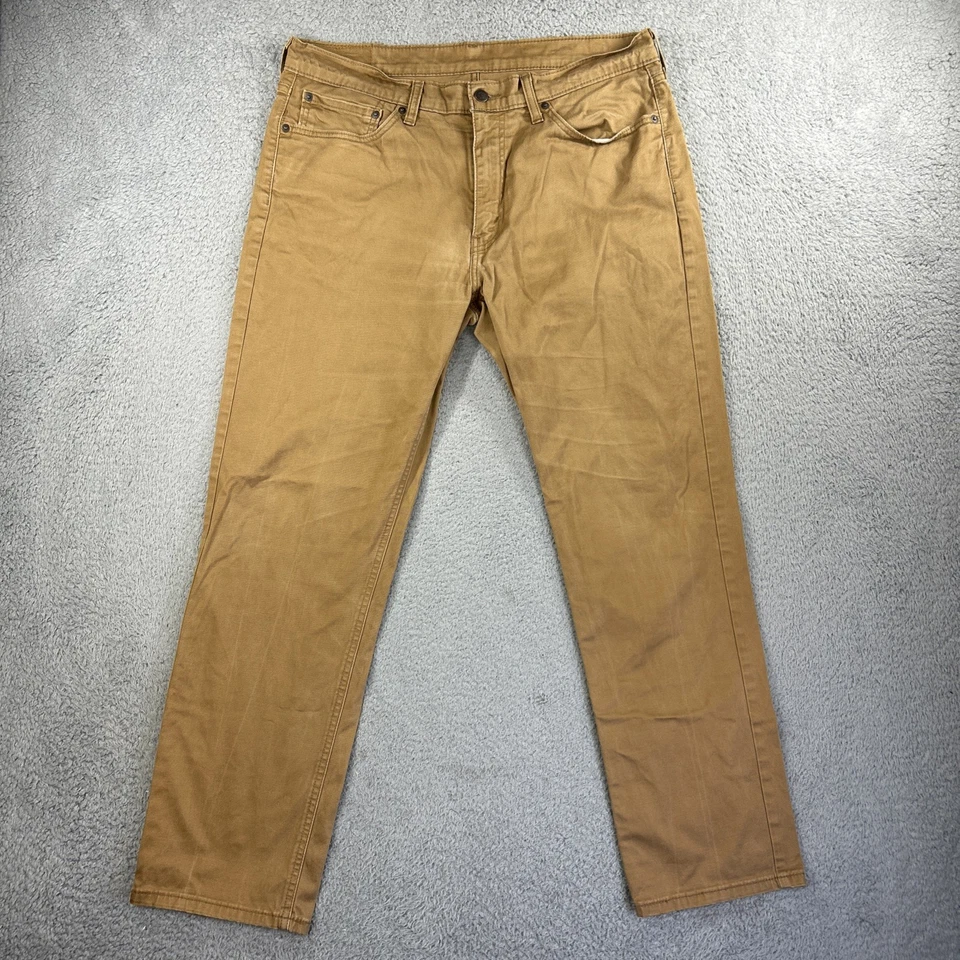 Pantalones Levis 541 Para Hombre 36x32 Marrón Caqui Chino Pierna Recta Trabajo Envejecido Rasgado Foto 1 de 4