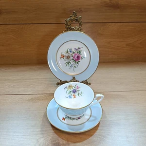 Royal Worcester Miranda Blau Tasse, Untertasse und Teller Trio - Bild 1 von 9