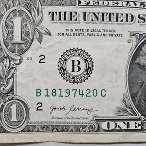 1 $ Geburtstagsschein Serie 2017 One Dollar 18197420 zirkuliert 18. Februar 1974 - Bild 1 von 2