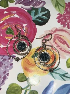 Vintage Michael Dawkins Druzy blau Quarz Sterlingsilber Ohrringe - Bild 1 von 4