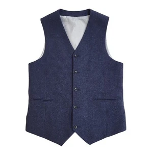 ASOS Blue Check 2 Pocket Smart Formal Waistcoat UK Men's Size S 36" - Picture 1 of 3