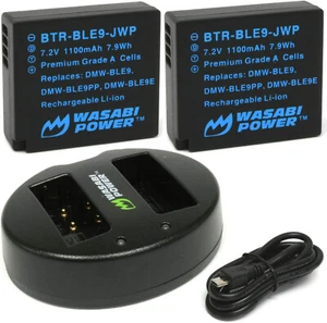 Wasabi Power Battery (2-Pack) & Dual Charger for Panasonic DMW-BLE9, DMW-BLG10 - Picture 1 of 10