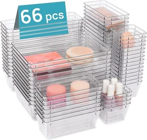 Vtopmart 66 PCS Plastic Drawer Organizers, 4 Sizes for Makeup, Jewelry, Office - Picture 1 of 7