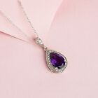 3 Ct Pear Cut Lab-Created Purple Amethyst Women's Pendant 14k White Gold Plated