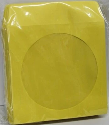 100 Yellow Color CD DVD Paper Sleeve Envelopes