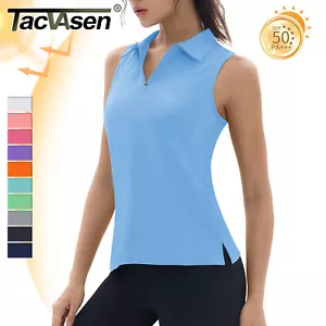 Womens Golf Shirts Sleeveless Racerback Polo Shirt UPF 50+ Workout Athletic Tank - Picture 1 of 103