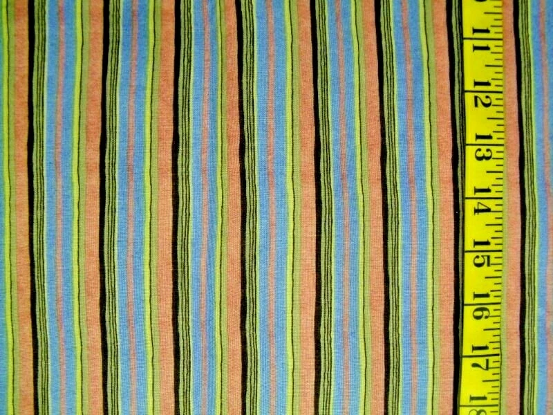 CALICO STRIPES MULTI COLORS 100% COTTON FABRIC  30X43 INCHES - Image 1 of 1