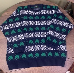 Vintage Emerald Isle Shamrock Sweater Pullover Ireland St Patricks Day - Picture 1 of 5