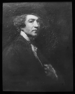 ANTIGUA Linterna Mágica Diapositiva RETRATO DE SÍ MISMO C1910 SIR JOSHUA REYNOLDS - Imagen 1 de 2