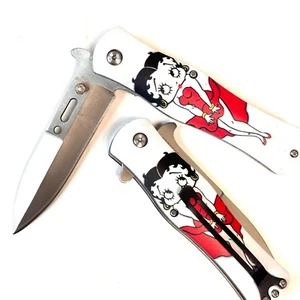 8.5” Betty boop quick Open Blade Folding Pocket Knife 908BB1 - Picture 1 of 5