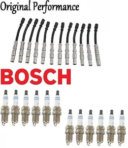 OPPARTS Wire Set + 12 BOSCH Spark Plugs For Mercedes-Benz CLK320 1998-2005 - Picture 1 of 1