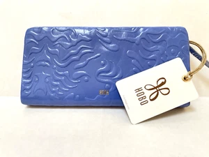 HOBO Zip Around Continental Embossed Leather Periwinkle Eliza Wallet $138 NWT - Picture 1 of 4