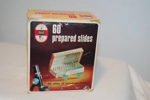 Vintage Sears 60 Prepared Slides 49-24037 Labeled Educational Actual Specimens - Picture 1 of 5