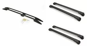 Juego de rieles de techo y barras transversales para VW Transporter T5 T6 Short 2003-2020 negro - Imagen 1 de 3