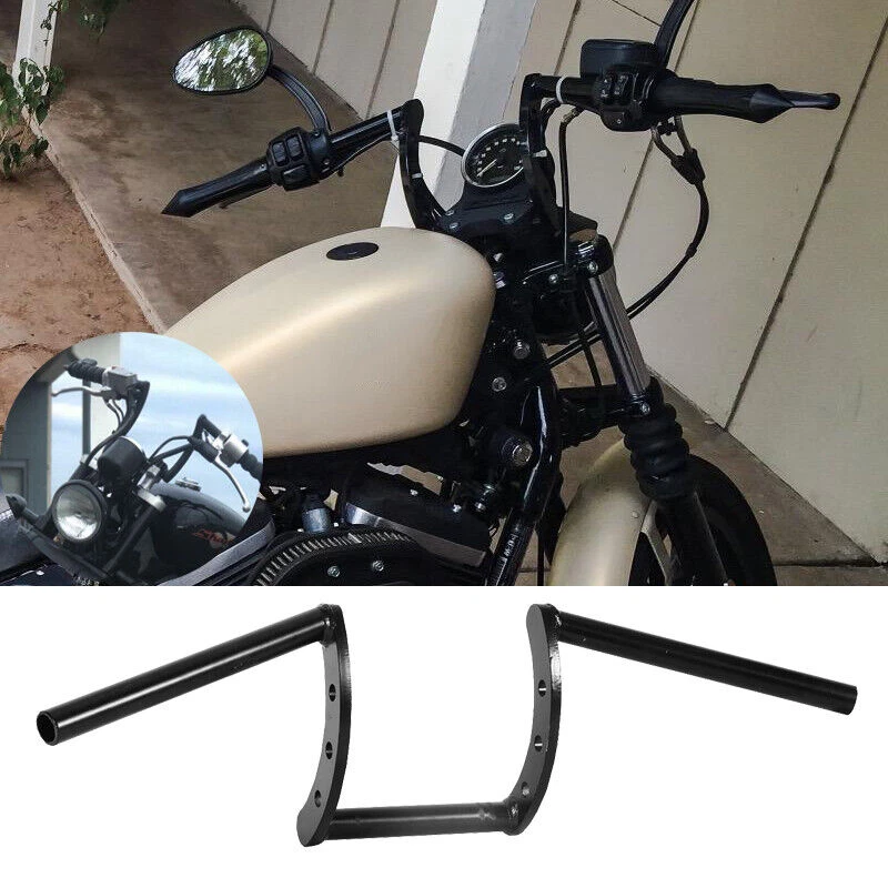 Manillar de barra de arrastre de 1" negro apto para Kawasaki Vulcan VN 750 800 900 1500 1600 Foto 1 de 4