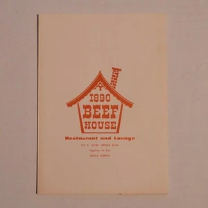 Vintage 1890 Beef House Menu Famous 1960s Ocala FL Steakhouse Restaurant Lounge - Bild 1 von 8