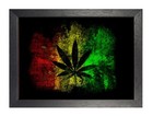 Rasta Print Cannabis Leaf On Retro Jamaican Flag Smoking Picture Poster Print