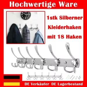 18 Haken Hakenleiste Rostfrei Edelstahl Kleiderhaken Garderobenhaken Doppelhaken - Bild 1 von 7