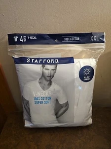 New Stafford 4pk XXL 100% Super Soft Cotton V-Neck T-Shirts - Picture 1 of 1
