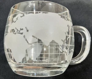 VTG MCM Nestle Clear World Globe Map Glass Coffee Cup Sets of 4 - 12 Available - Picture 1 of 6