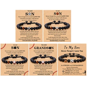 To My Son Enkel Baseball Football Basketball Armband Naturstein Perlen - Bild 1 von 36