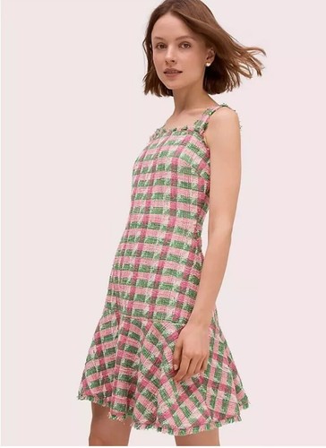 Abito in tweed Kate Spade New York senza maniche US 4 UK 8 PEZZI PEZZI VENDITA £350 estate corta