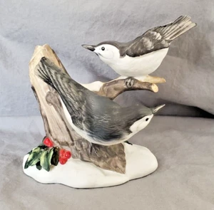 Vintage Porcelain Gallery Originals White-Breasted Bird Figurine Nuthatches 1984 - Picture 1 of 24